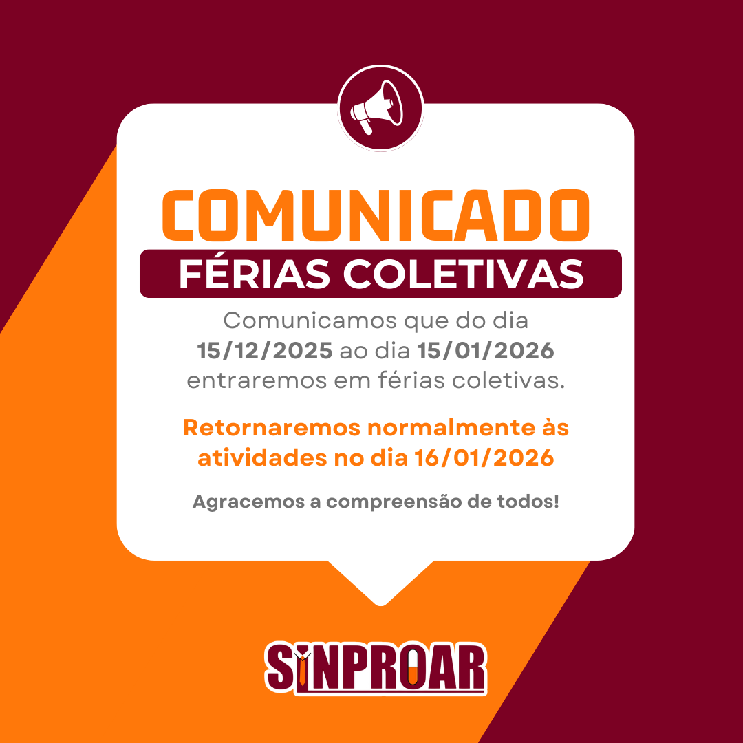 Comunicado de férias Sinproar